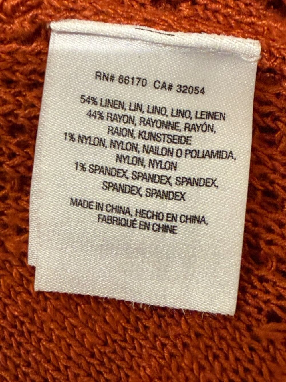 Anthropologie Linen Blend Sweater XS Burnt Orange Lightweight Oversized Knit Boh - Picture 5 of 7